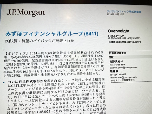 みずほFG(8411)